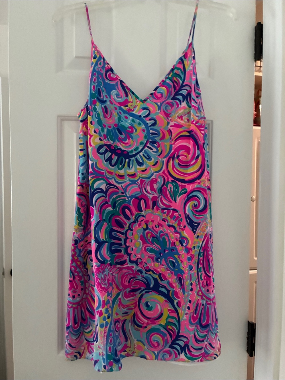 Lilly Pulitzer Pink, Blue & Green Paisley Slip Dress